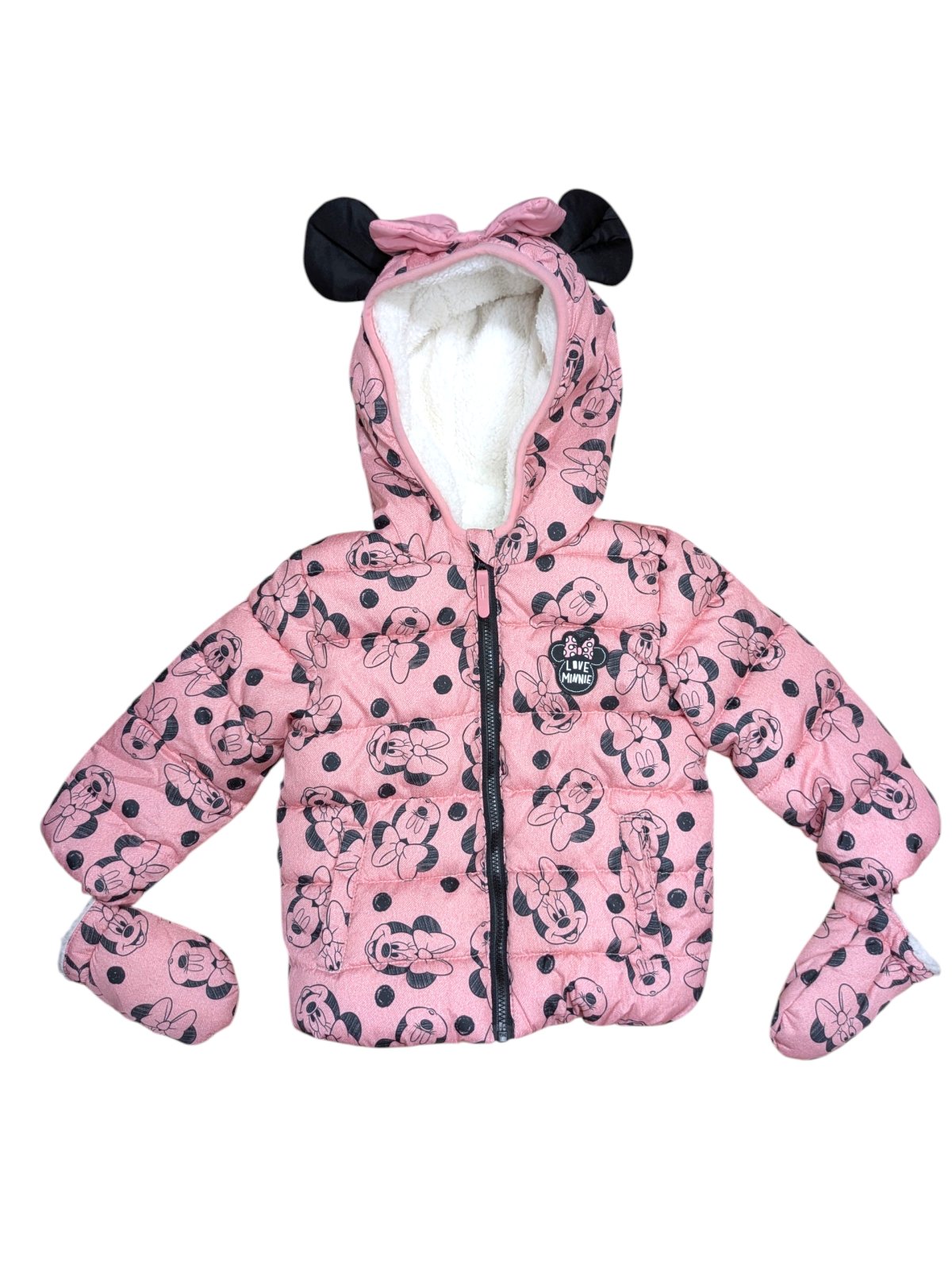 Růžová zimní bunda žáhaná pro holky secondhand Disney