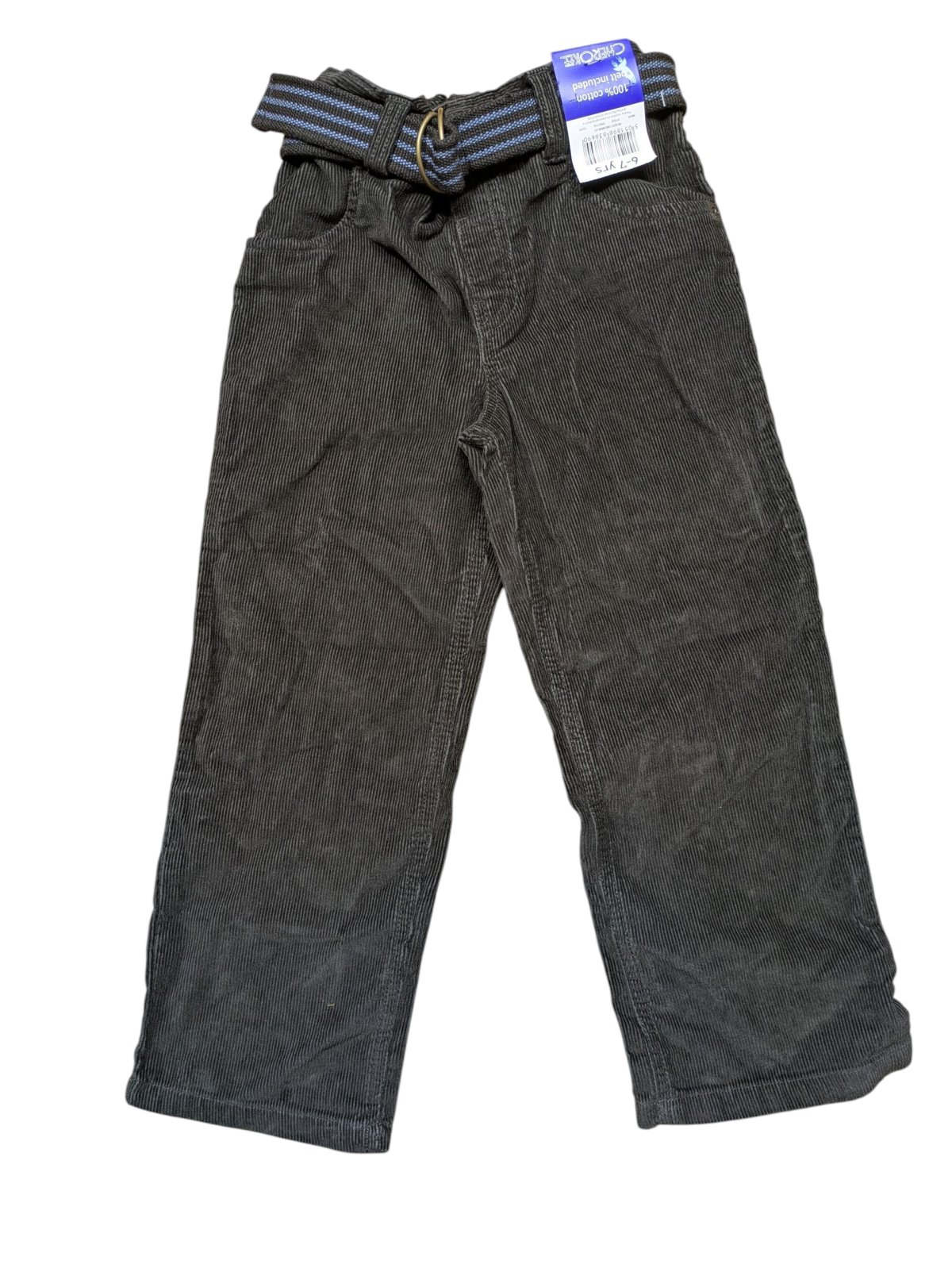 Tmavé manšestrové kalhoty s páskem outlet Cherokee