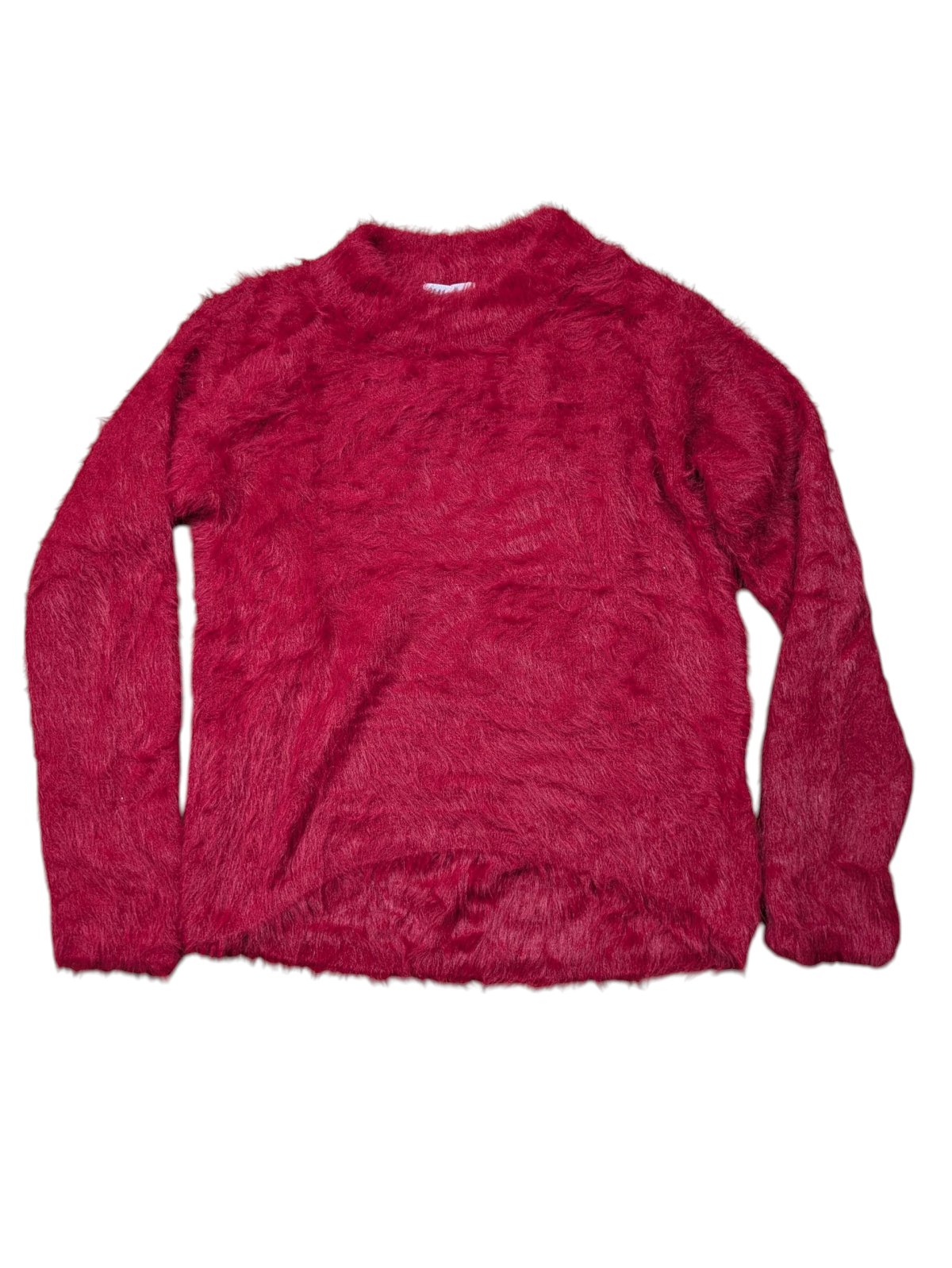Chlupatá mikina červená pro holky secondhand H&M