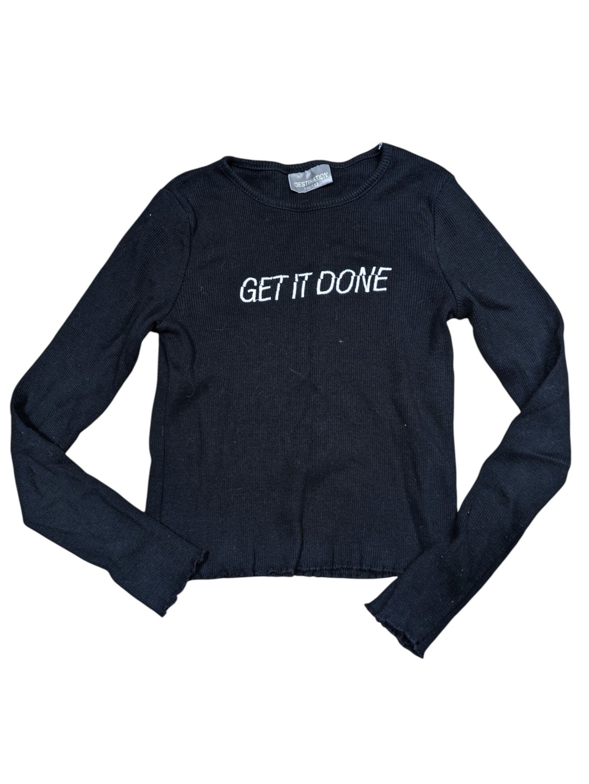 Černé žebrované triko elastické s nápisem pro holky secondhand Destination