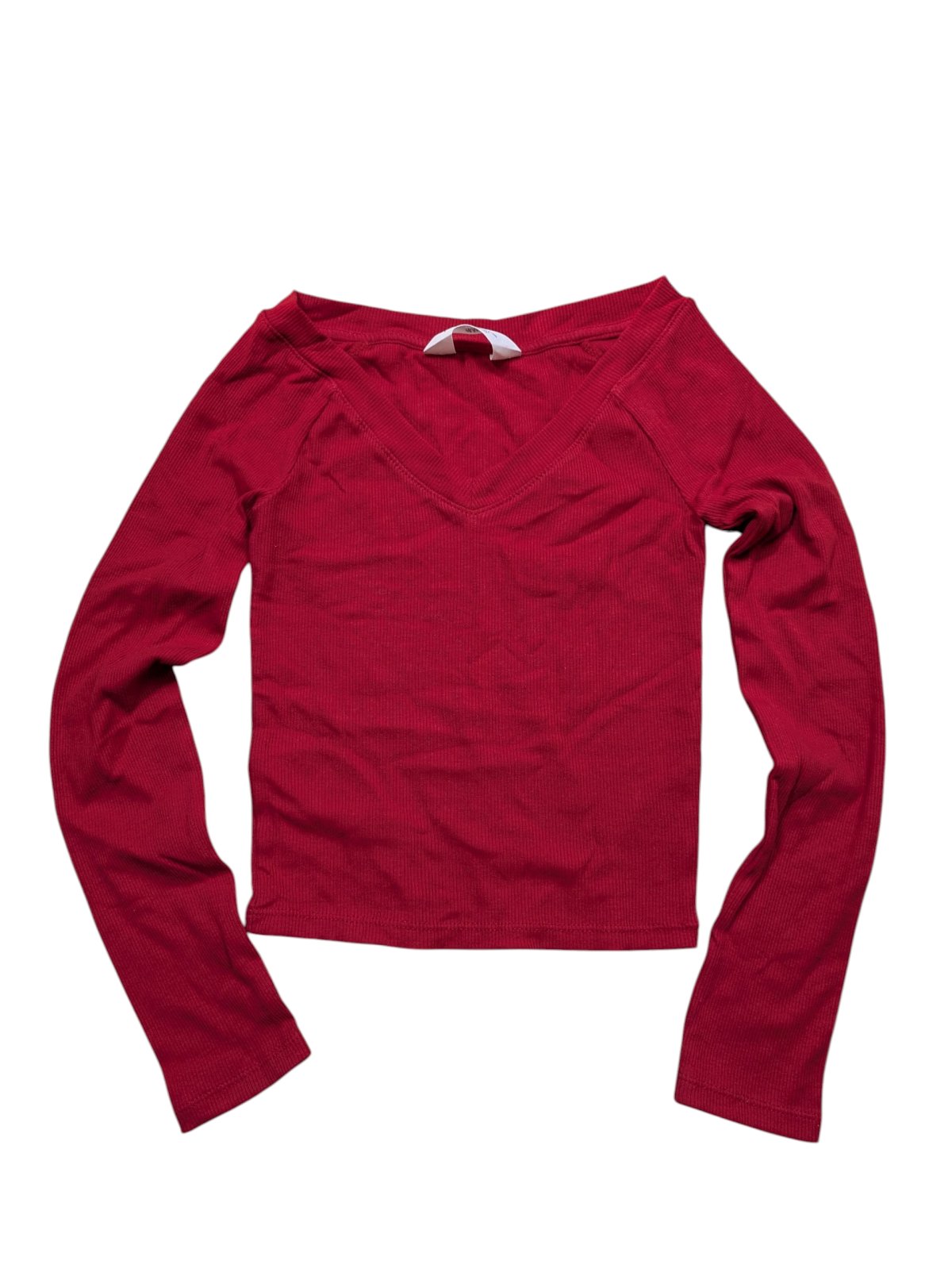 Červené triko žebrované pro holky secondhand H&M