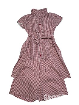 set červenobílé kostkované šaty + kraťasy pro holky secondhand 