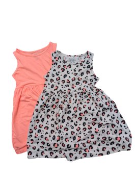 set 2 šatů (lososové a béžové s leopardím vzorem) pro holky outlet FaF