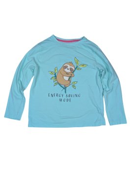 Tyrkysové triko s lenochodem pro holky secondhand Primark