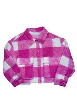 Kostkovaný chlupatý kabát pro holky secondhand Zara
