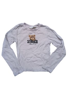 Světlé triko žebrované pro holky s obrázkem secondhand H&M